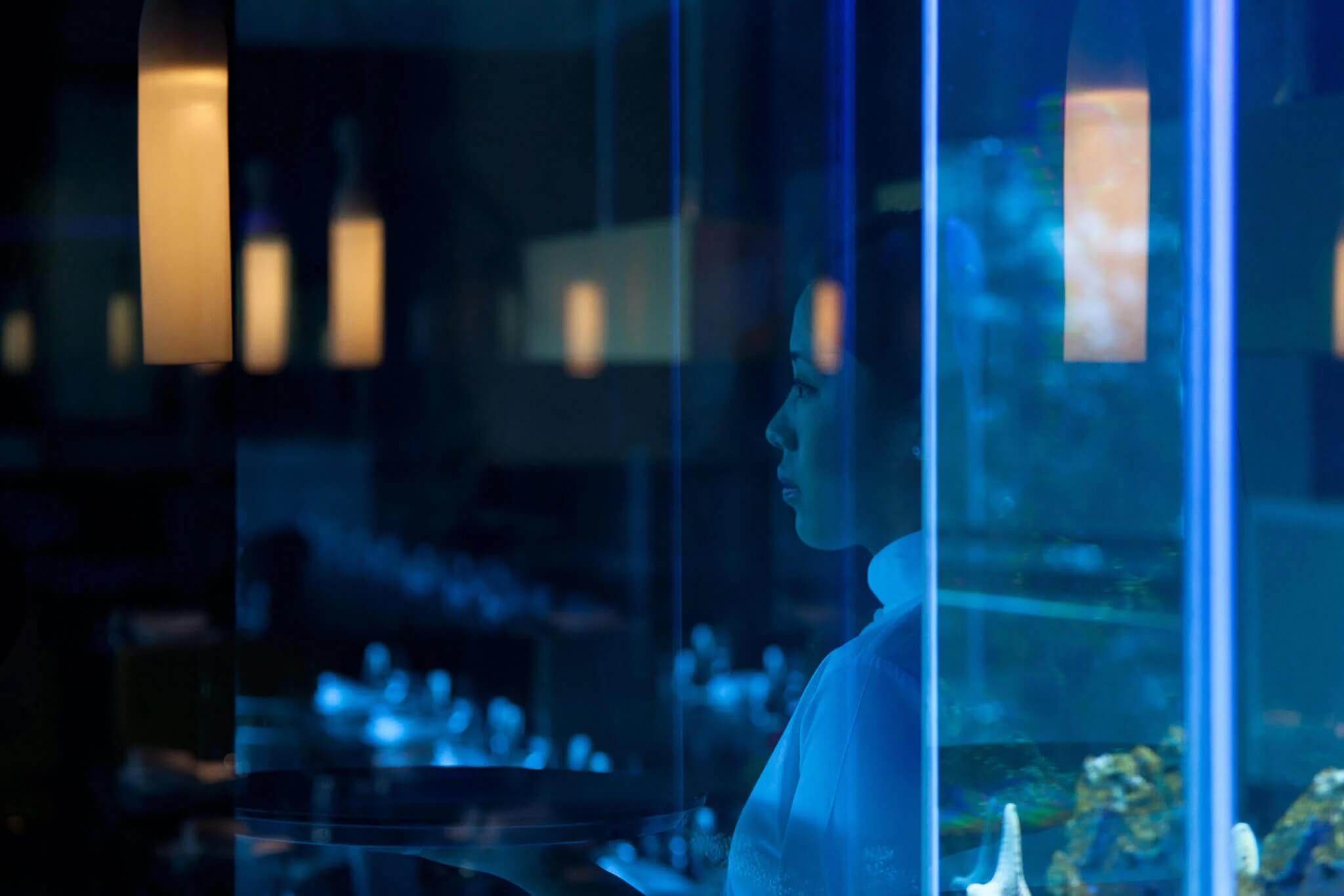 server behind glass