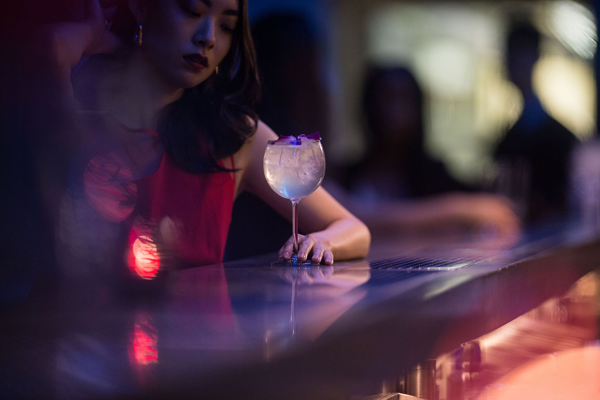 Girl at Bar with Cocktail